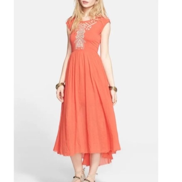 NWOT Free People Embroidered Hi-Lo Maxi Dress - Picture 2 of 7